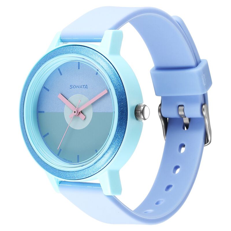 Sonata Splash Blue Dial Women Watch With Plastic Strap - image number 1