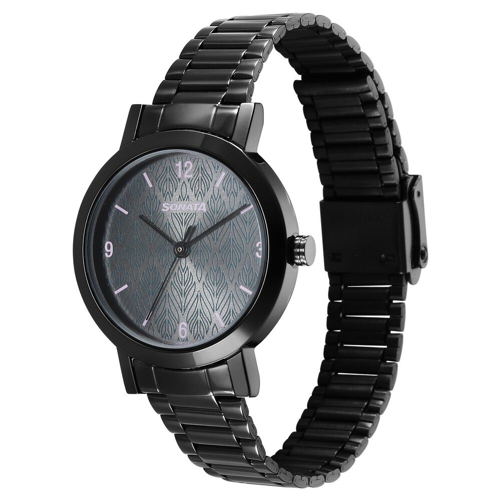 Buy Online Sonata Ladies Essentials Grey Dial Stainless Steel Strap Watch for Women ns8174nm01 Sonata