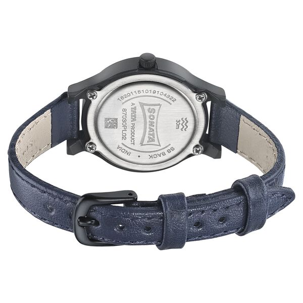 Sonata Essentials Black Dial Women Watch With Leather Strap - image number 3