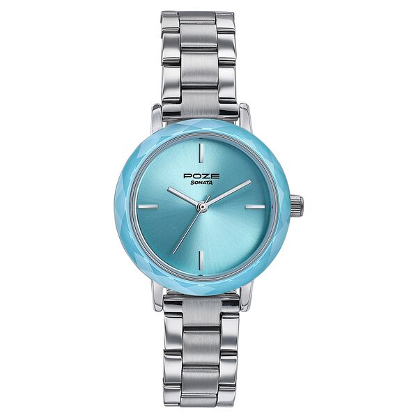 Sonata Poze Quartz Analog Blue Dial Stainless Steel Strap Watch For Women - image number 1