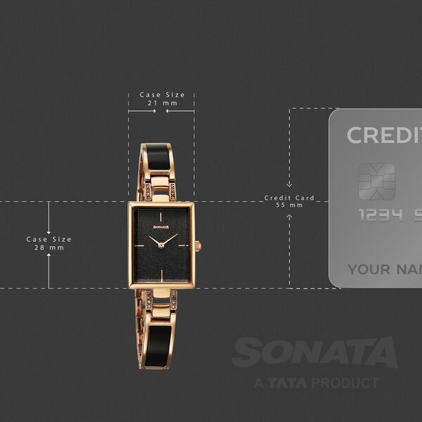 Sonata Aura Quartz Analog Black Dial Two Toned Stainless Steel Strap Watch For Women - image number 2