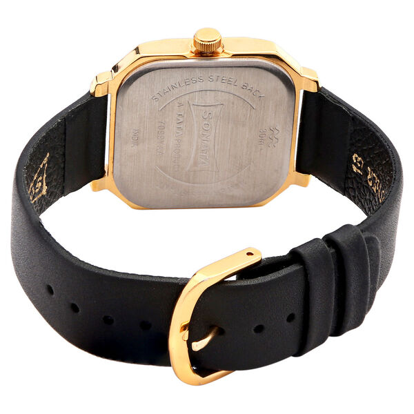 Sonata Quartz Analog Black Dial Leather Strap Watch for Men - image number 2