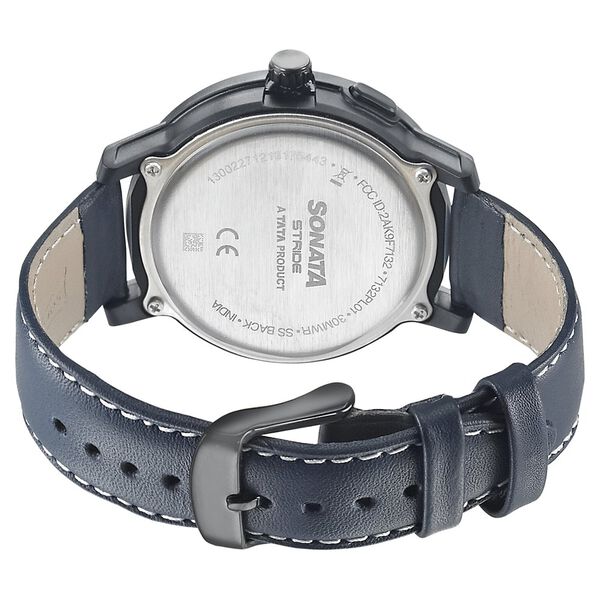 Sonata Stride Smart White Dial Leather Strap Watch for Men - image number 3