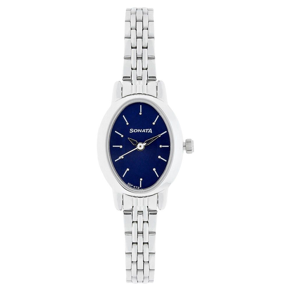 Sonata Quartz Analog Blue Dial Stainless Steel Strap Watch for Women