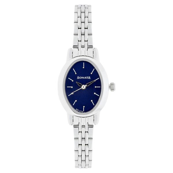Sonata Quartz Analog Blue Dial Stainless Steel Strap Watch for Women - image number 0
