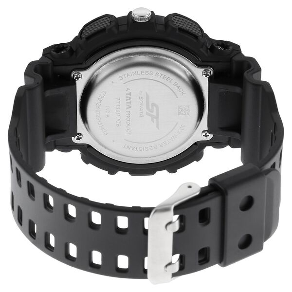 SF Dreamer Series Quartz Digital Analog Digital Black Round Dial Black Plastic Strap Watch For Men - image number 3