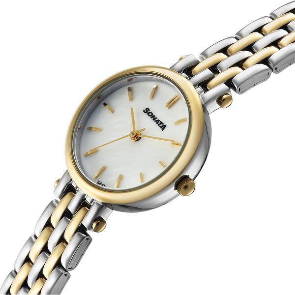Sonata Eternia Quartz Analog White Dial Metal Strap Watch For Women - image number 2