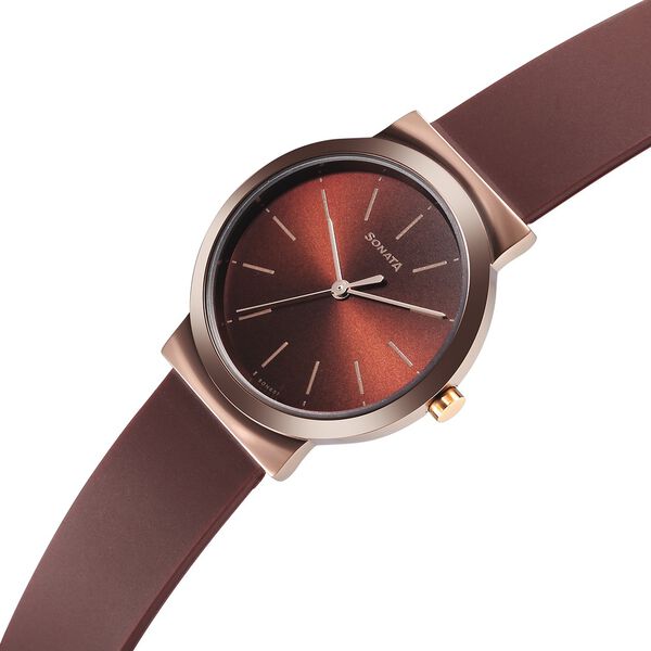 Sonata Essentials Brown Dial Polyurethane Strap Watch for Women - image number 2