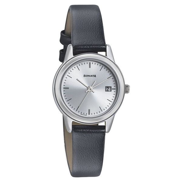Sonata Essentials Silver Dial Women Watch With Leather Strap - image number 0