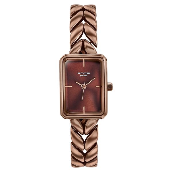 Poze By Sonata Quartz Analog Brown Dial Brown Metal Strap Watch For Women - image number 1