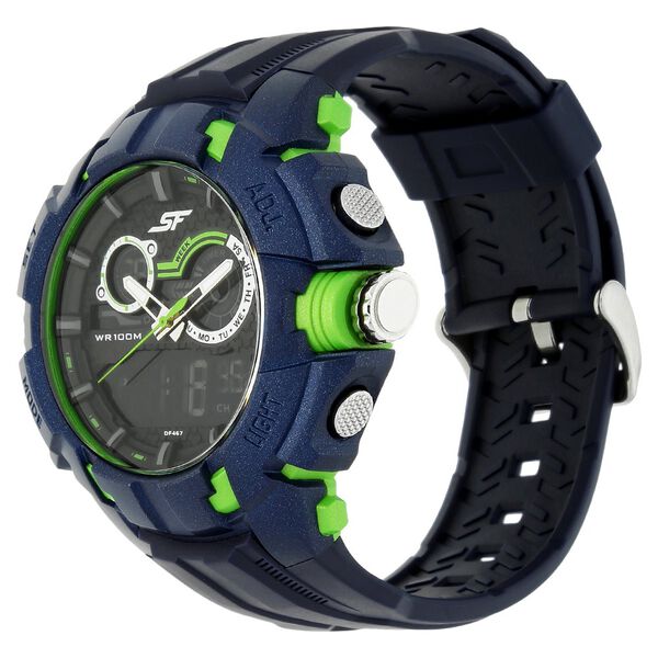 SF Quartz Analog Digital Black Dial Plastic Strap Watch for Men - image number 1