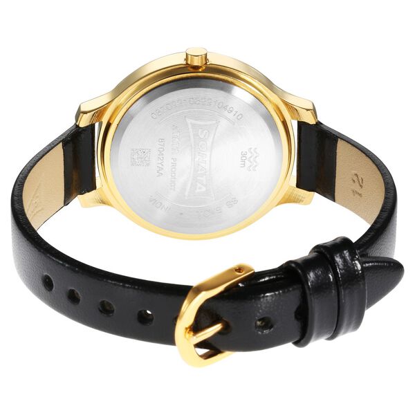 Sonata Gold Edit Black Dial Women Watch With Leather Strap - image number 3