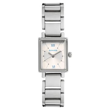 Sonata Quartz Analog Silver Dial Stainless Steel Strap Watch for Women