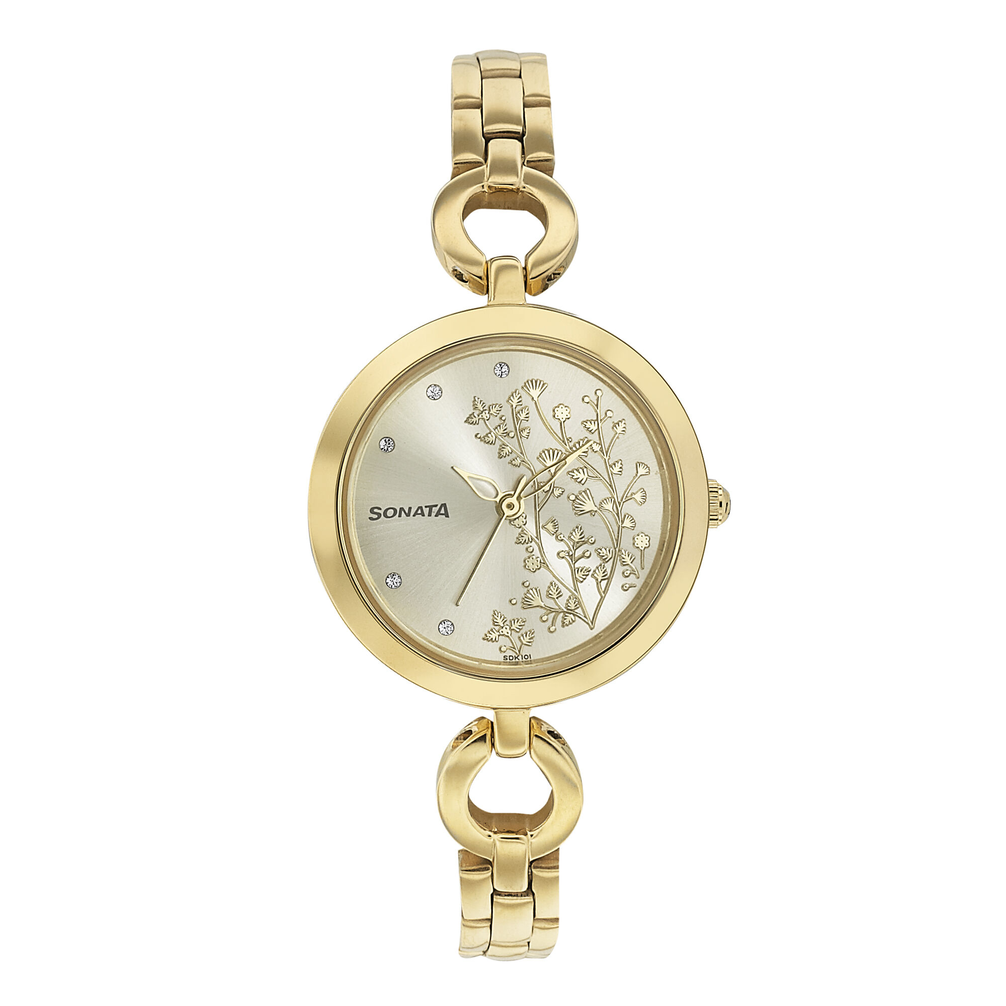 Buy Online Sonata Wedding Champagne Dial Women Watch With Stainless Steel Strap 8147ym03 p Sonata