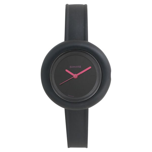 Sonata Tic Tac Toe Black Dial Women Watch With Plastic Strap - image number 0