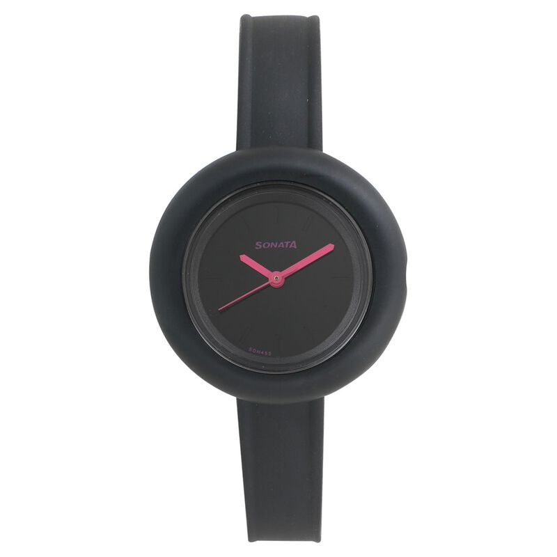Sonata Tic Tac Toe Black Dial Women Watch With Plastic Strap - image number 0