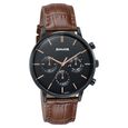 Sonata Festive Quartz Multifunction Black Dial Brown Leather Strap Watch For Men - image number 1