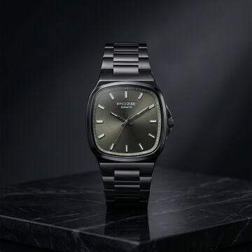Poze Poze Quartz Analog Green Dial Grey Metal Strap Watch For Men