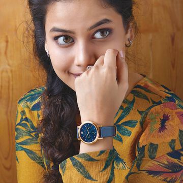 Sonata Multifunctions Blue Dial Women Watch With Leather Strap