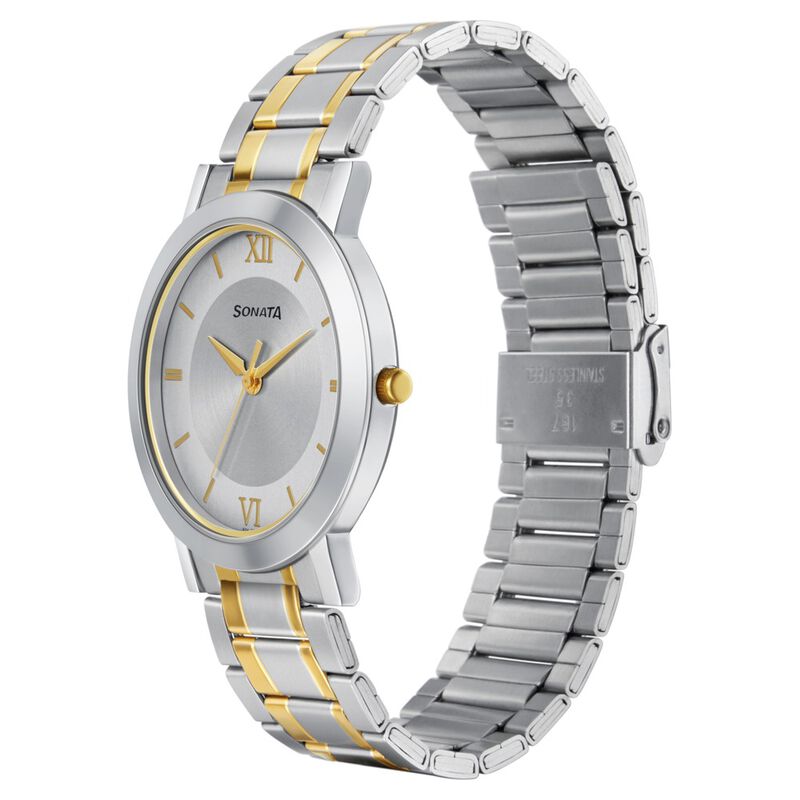 Sonata Quartz Analog with Date Silver Dial Stainless Steel Strap Watch for Men - image number 1