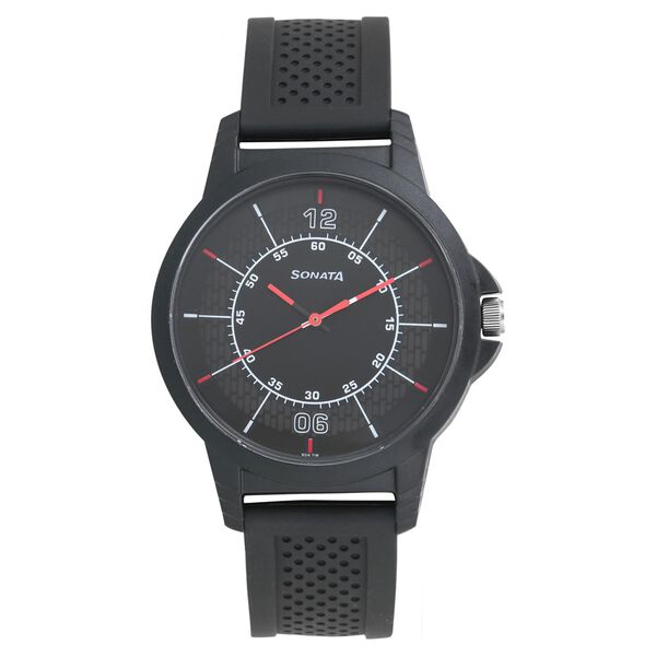 Sonata Quartz Analog Black Dial Plastic Strap Watch for Men - image number 0