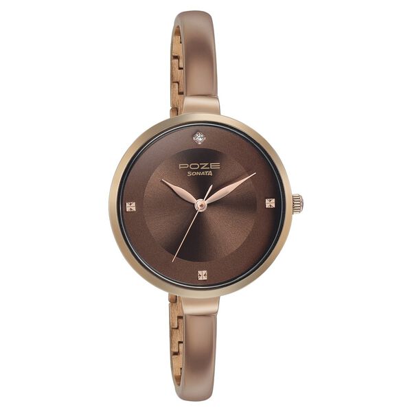 Sonata Poze Quartz Analog Brown Dial Metal Strap Watch for Women - image number 0