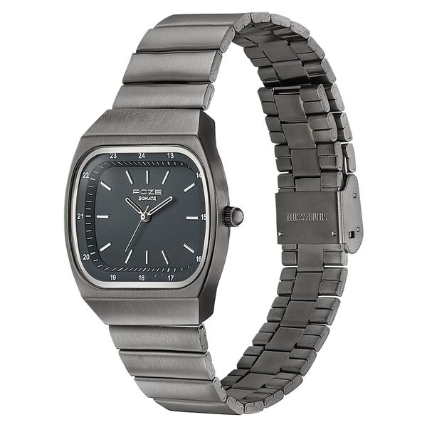 Poze Poze Quartz Analog Black Dial Grey Metal Strap Watch For Women - image number 4
