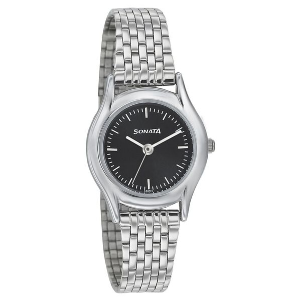 Sonata Essentials Black Dial Women Watch With Stainless Steel Strap - image number 0