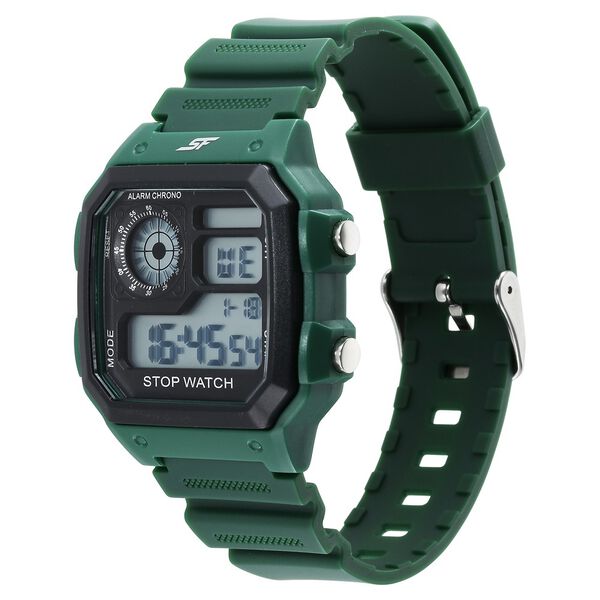 SF Digital Dial Green PU Strap Watch For Unisex - image number 1