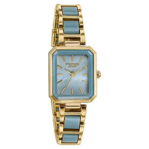Poze Poze Quartz Analog Blue Dial Two Toned Metal & Plastic Strap Watch For Women - image number 2