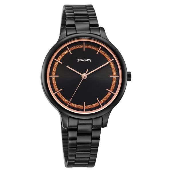 Sonata Blush Quartz Analog Black dial Stainless Steel Strap Watch for Women - image number 0