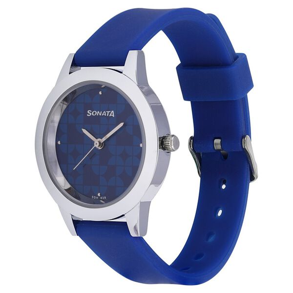 Sonata Splash Blue Dial Women Watch With Silicone Strap - image number 2