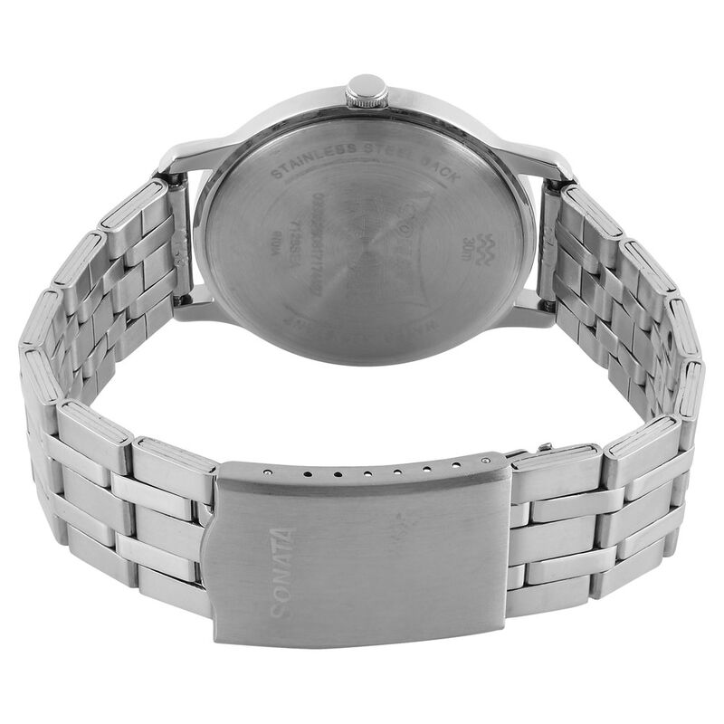 Sonata Quartz Analog Silver Dial Stainless Steel Strap Watch for Men - image number 3