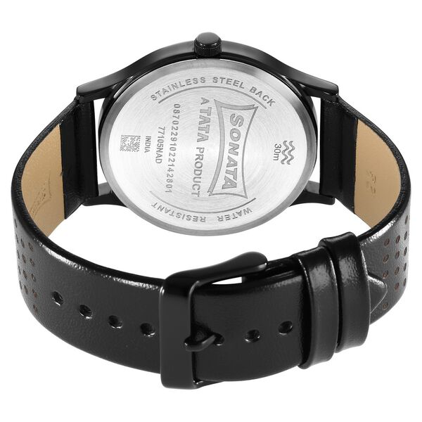 Sonata RPM Black Dial Leather Strap Watch for Men - image number 3