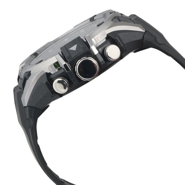 SF Chrome Quartz Analog Digital Dial PU Strap Watch for Men - image number 1