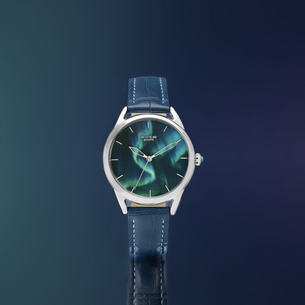 Poze By Sonata Quartz Analog Blue Dial Blue Leather Strap Watch For Men