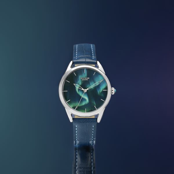 Northern Lights Inspired Poze By Sonata Quartz Analog Blue Dial Blue Leather Strap Watch - image number 0