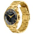 Sonata Traditional Essentials Black Dial Gold-Tone Stainless Steel Strap Watch - image number 2