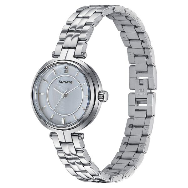 Sonata Wedding Quartz Analog Off White Dial Stainless Steel Strap Watch For Women - image number 2