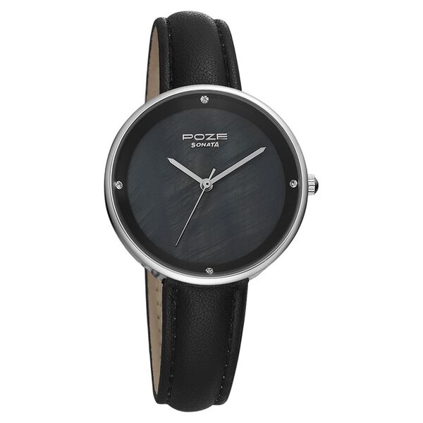 Poze by Sonata Quartz Analog Black Dial PU Leather Strap Watch for Women - image number 1