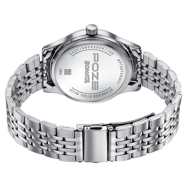 Sonata Poze Quartz Analog Brown Dial Silver Colour Stainless Steel Strap Watch For Men - image number 6