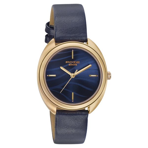 Sonata Poze Quartz Analog Blue Dial Leather Strap Watch for Women - image number 0