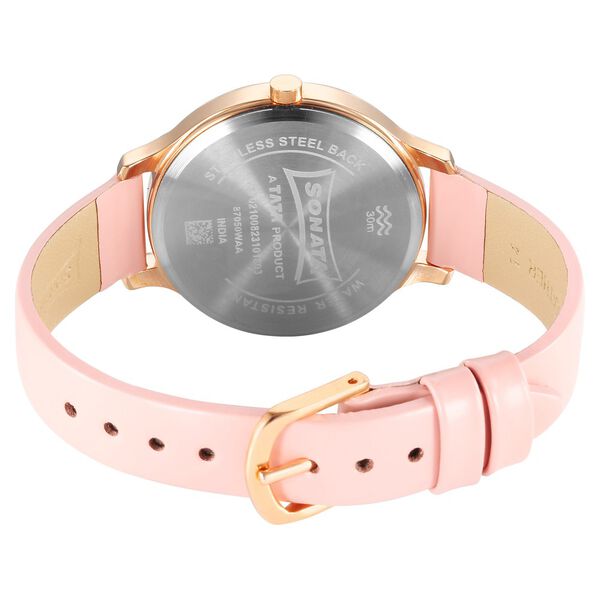 Sonata Blush Quartz Analog Pink dial Leather Strap Watch for Women - image number 3
