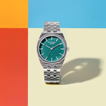 Sonata Poze Quartz Analog Green Dial Silver Colour Stainless Steel Strap Watch For Men