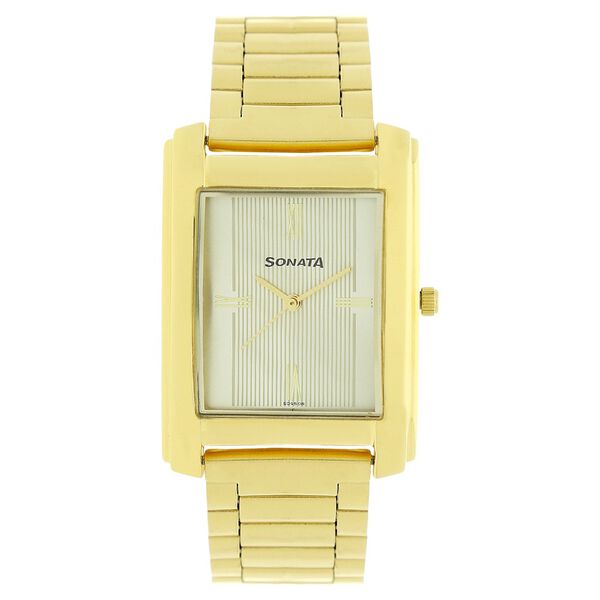 Sonata Quartz Analog Champagne Dial Stainless Steel Strap Watch for Men - image number 0