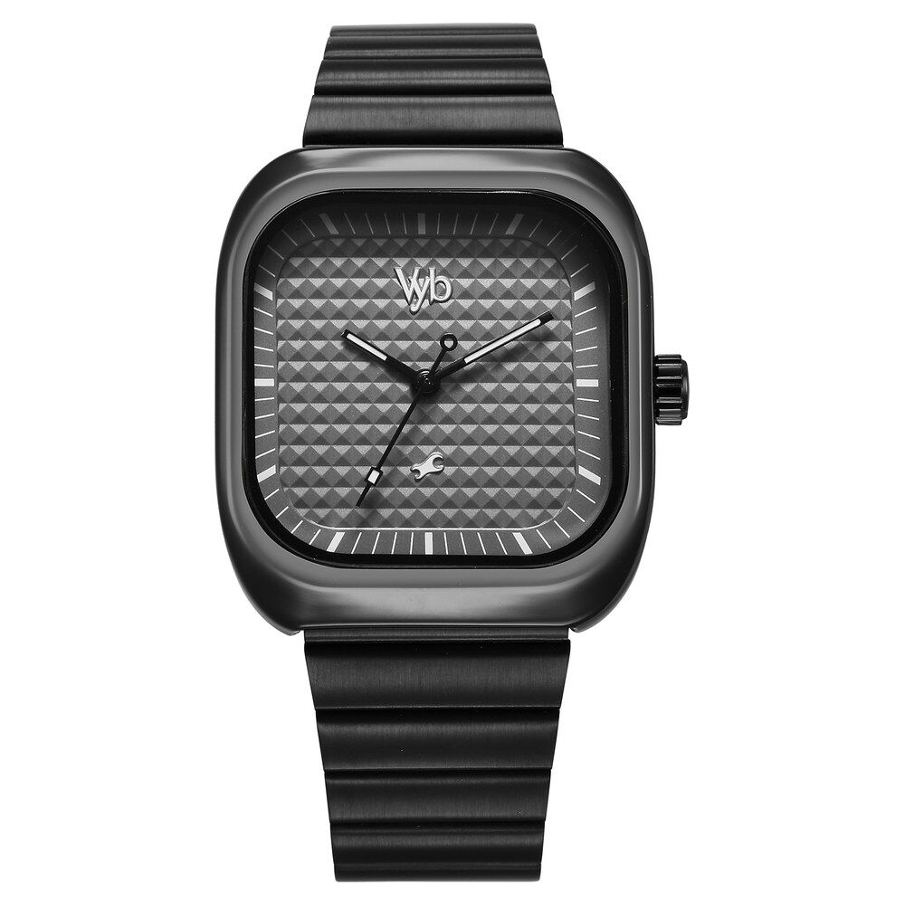 Fastrack Vyb Maverick Quartz Analog Grey Dial Grey Metal Strap Watch For Guys