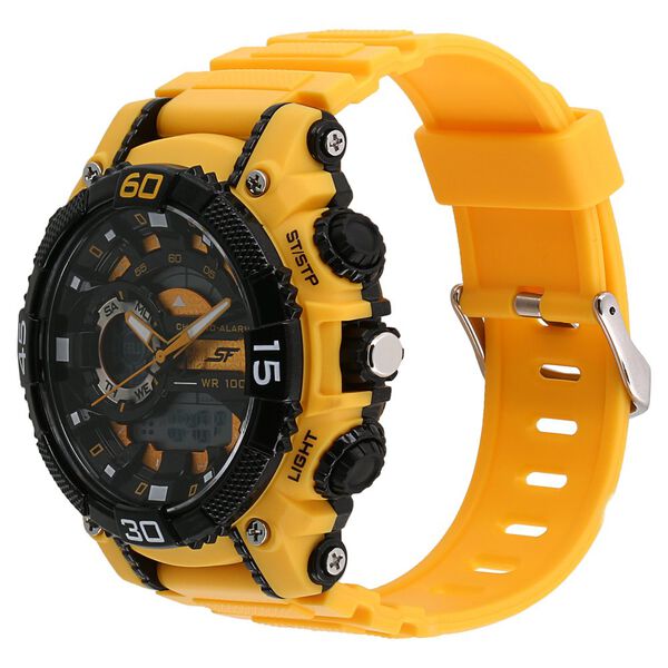 SF Xtreme Gears Quartz Digital Analog Digital Black Dial Yellow Plastic Strap Watch For Men - image number 1