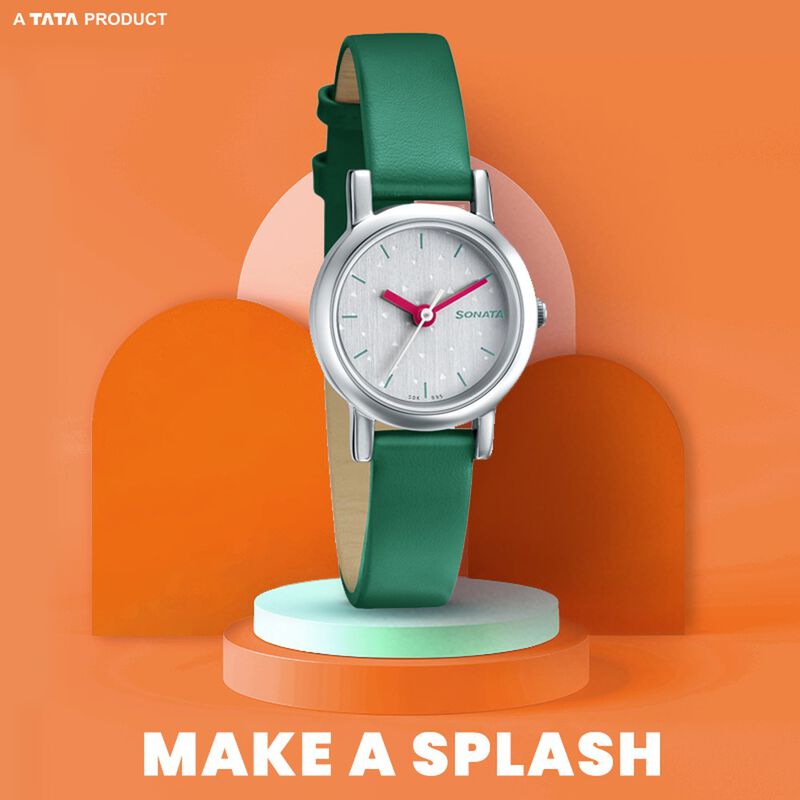 Sonata Splash White Dial Women Watch With Leather Strap