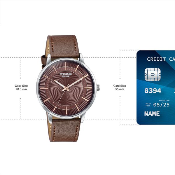 Sonata Poze Quartz Analog Brown Dial Brown Leather Strap Watch For Men - image number 3