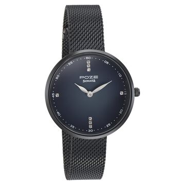 Sonata Poze Quartz Analog Black Dial Mesh Strap Watch for Women